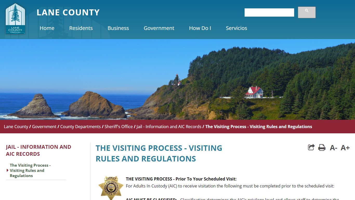 The Visiting Process - Visiting Rules and Regulations - Lane County