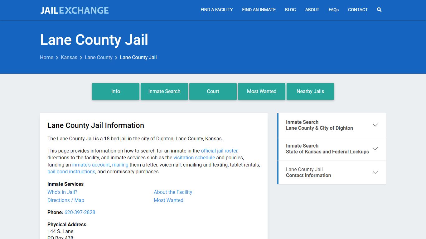 Inmate Visitation - Lane County Jail, KS - Jail Exchange